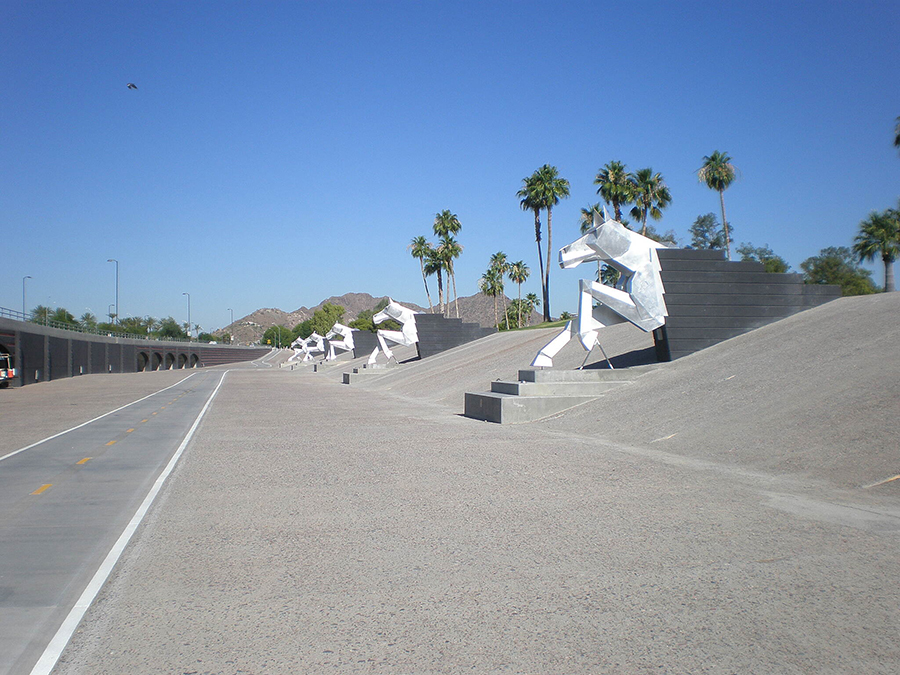 Equine Gargoyles along the Indian Bend Wash Path in Arizona | Photo courtesy City of Scottsdale