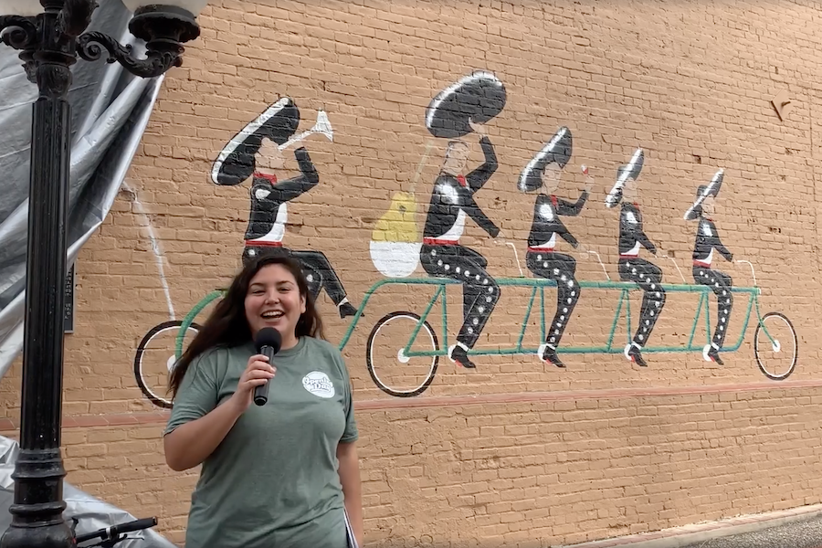 Eva Garcia at mural unveiling for Opening Day for Trails 2019