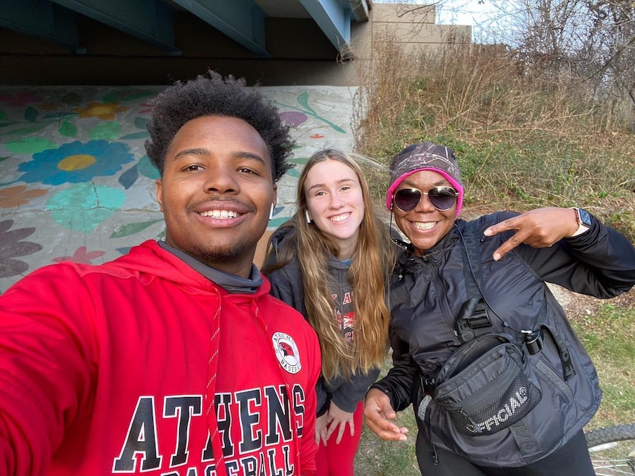 From left to right- Waides Ashmon III, Ashley Jones and MaShanta Ashmon on the Clinton River Park Trail | Courtesy MaShanta Ashmon