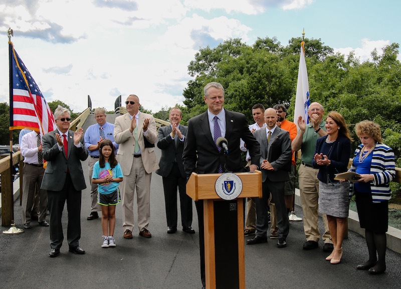 Gov. Baker attends the Route 134 bridge celebration. | Courtesy Massachusetts Dept. of Conservation and Recreation