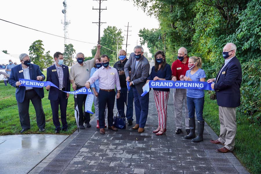 Gov. Holcomb at the 2020 opening of the 1.9-mile Discovery Trail in Clarksville, Indiana | Courtesy Indiana Department of Natural Resources