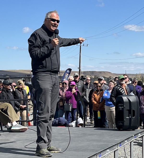 Governor Jay Inslee at the April 2022 ribbon cutting for the Beverly Bridge | Photo by Kevin Belanger