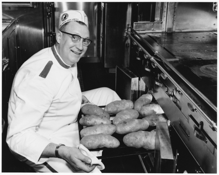 Great Big Baked Potatoes were a staple of Northern Pacific Railway cuisine for decades (photo from 1962) | Courtesy Minnesota Historical Society
