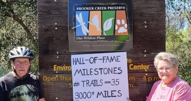Hall of Fame milestone on Florida's Fred Marquis Pinellas Trail | Courtesy Carol Alexander