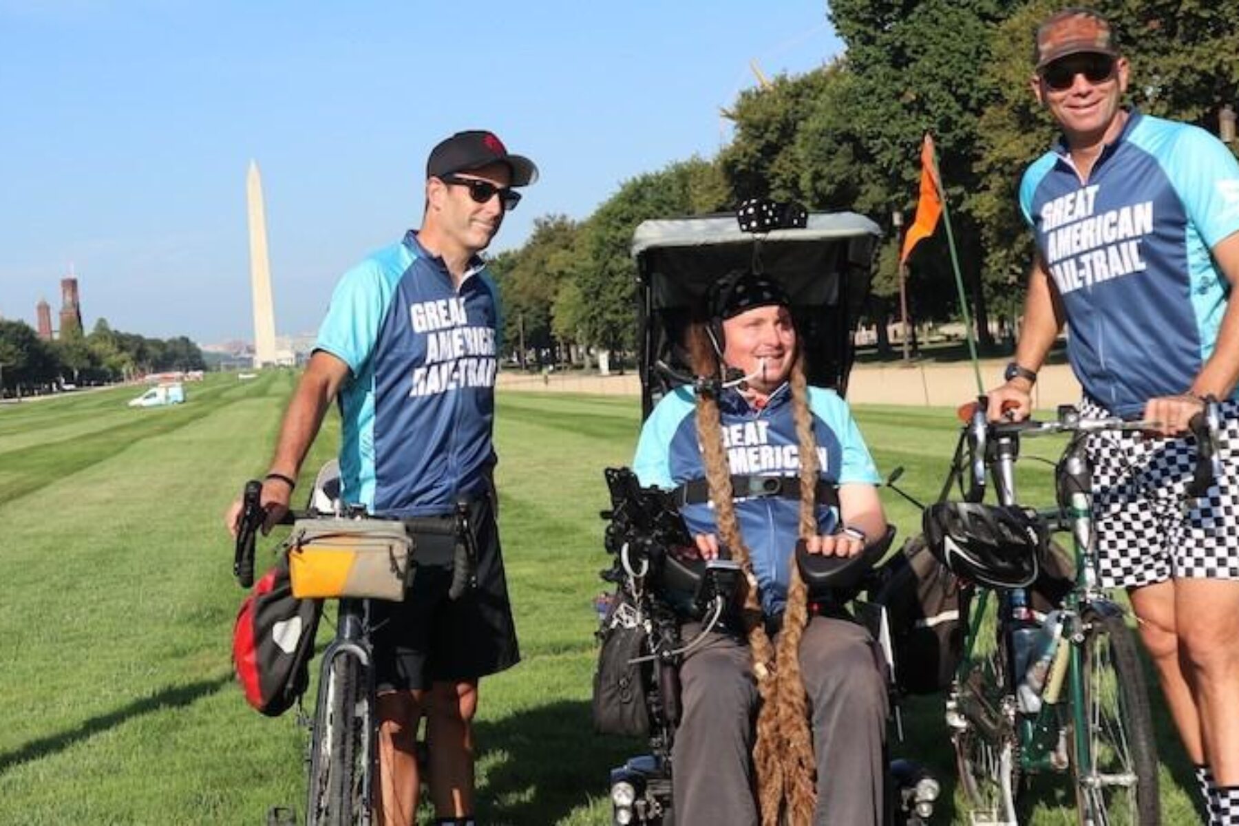 Ian’s ride on the Great American Rail-Trail began with a ceremony on the National Mall. | Photo by Anthony Le, courtesy RTC