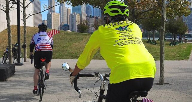 Inaugural September 11th National Memorial Trail Alliance ride, Liberty State Park, Sept. 10, 2015 | Photo by Gail Zavian