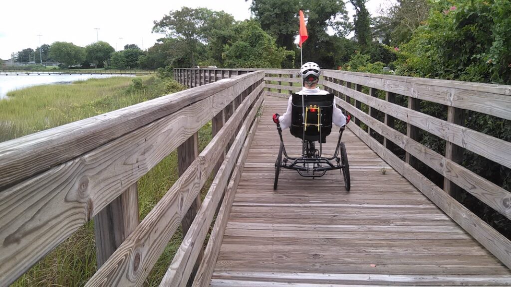 Janine Brobst riding in Morehead City, North Carolina | Photo courtesy John Brobst