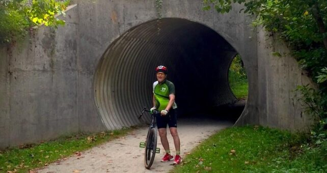 Jeff Doppelt, rail-trail supporter and philanthropist, on the Ohio & Erie Canal Towpath Trail | Photo courtesy Rails-to-Trails Conservancy