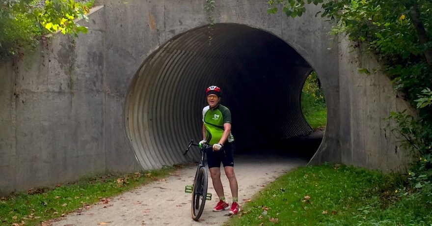 Jeff Doppelt, rail-trail supporter and philanthropist, on the Ohio & Erie Canal Towpath Trail | Photo courtesy Rails-to-Trails Conservancy