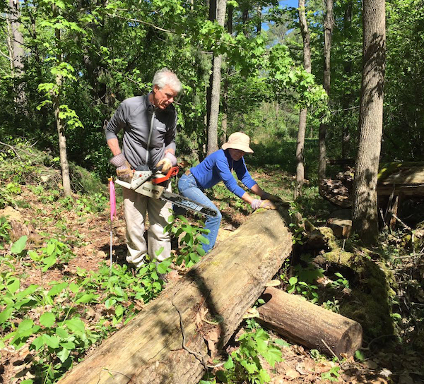 Jim Hand and Amy Verner working on the Manchester Rail Trail | Courtesy Robin Verner