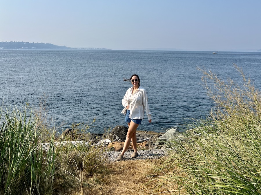 Kara Patajo @YourNorthWestieBestie on the Elliot Bay Trail | Photo courtesy Kara Patajo
