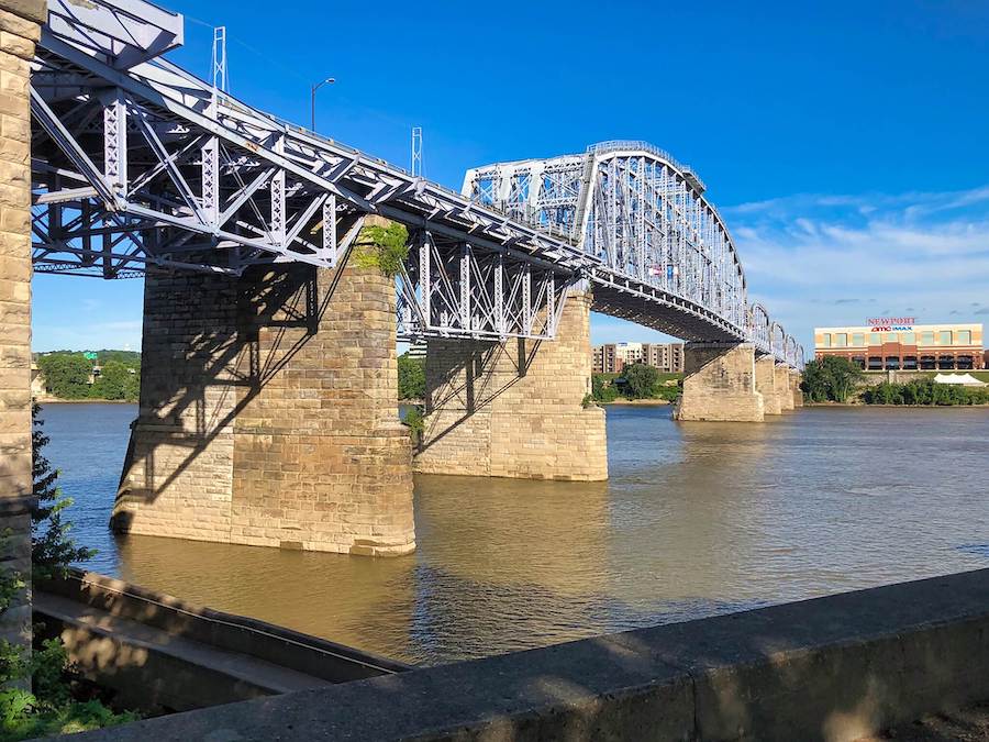 Kentucky's Newport Southbank Bridge (Purple People Bridge) | Photo by TrailLink user orangedoug