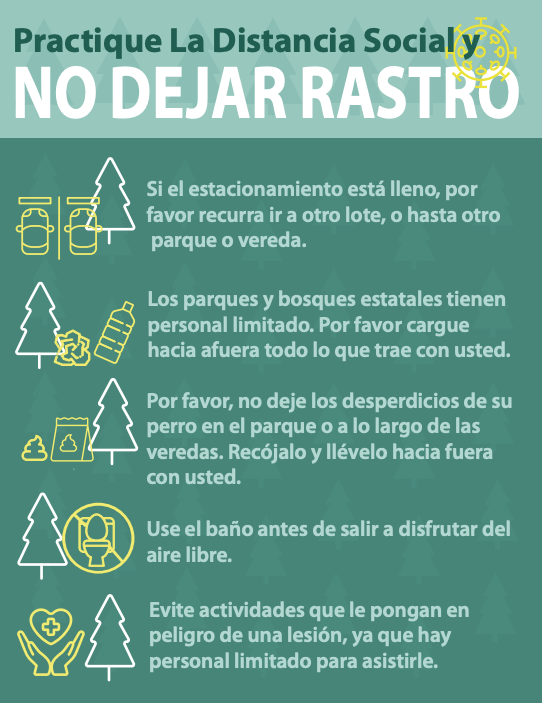 Leave No Trace Spanish graphic by PA Dept. of Conservation and Natural Resources
