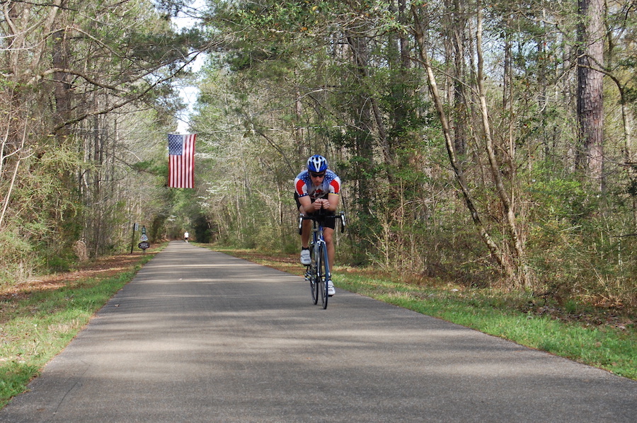 Long, straight stretches of the Longleaf Trace are popular with local cyclists. | Photo by Jake Lynch