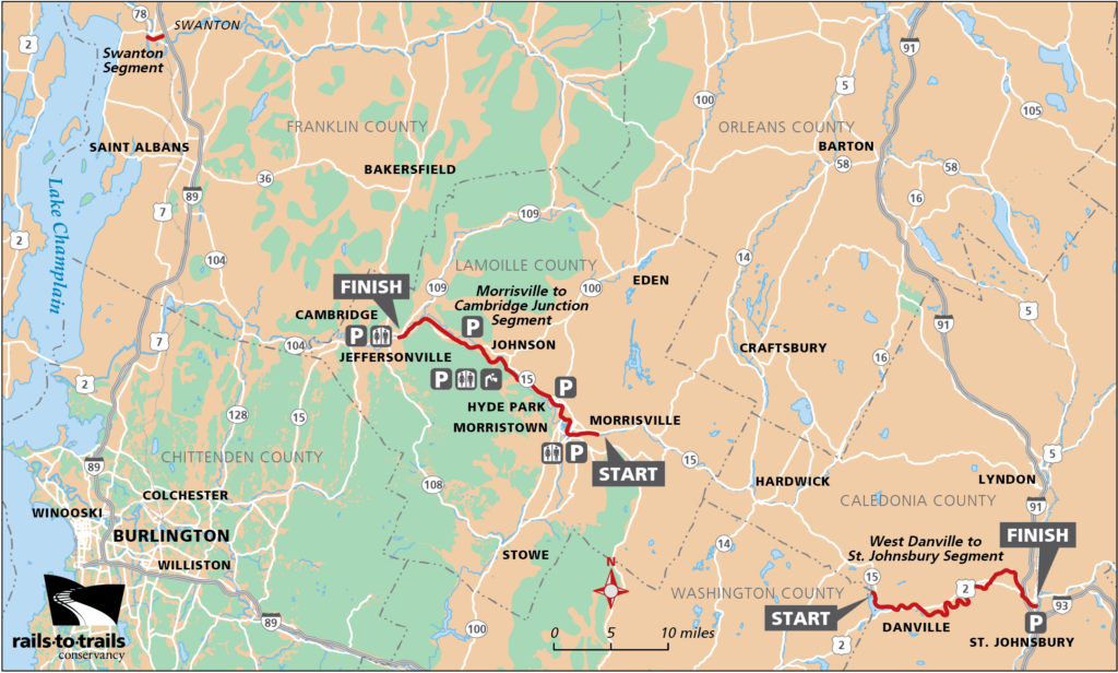 Map of the Lamoille Valley Rail Trail from the Northern New England Guidebook
