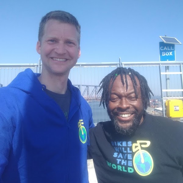 Meet-up at Goethals Bridge with Daniel Morteh of Bikes Will Save The World | Photo courtesy Stephen Dunn