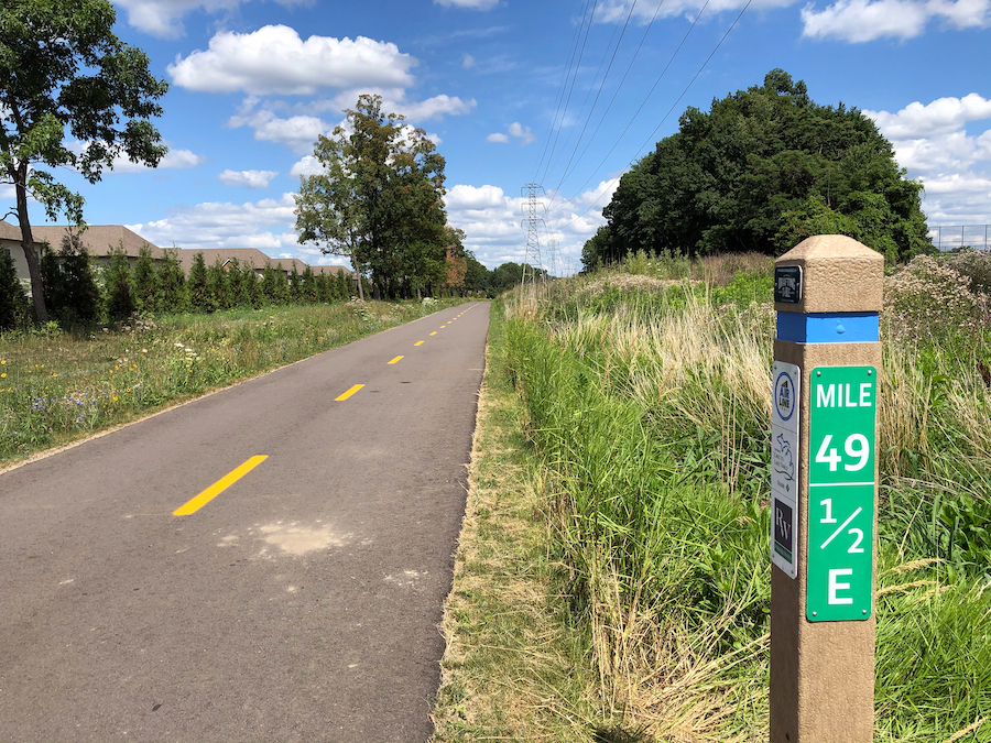 Michigan Air Line Trail mile marker | Photo by John Hensler