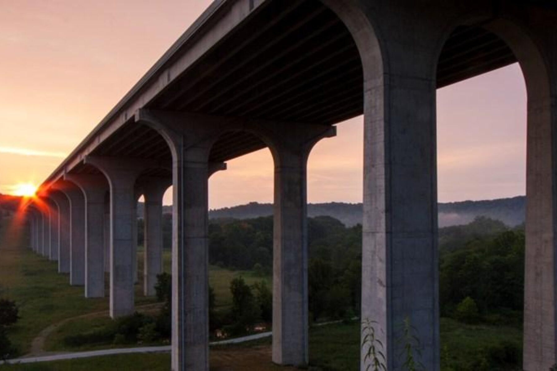 Ohio and Erie Canalway Towpath Trail under the I-80 overpass in Summit County, Ohio | Photo by Bob Callebert