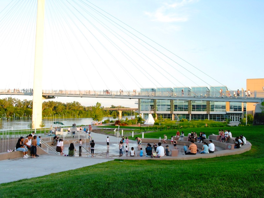 Omaha riverfront with a view of the Bob Kerrey Bridge | Courtesy Visit Omaha