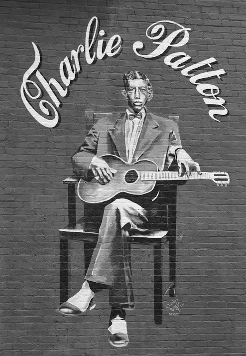 Painting of Charley Patton—the spelling of his name has historically been inconsistent—on a downtown Richmond building. | Courtesy Rick Kennedy