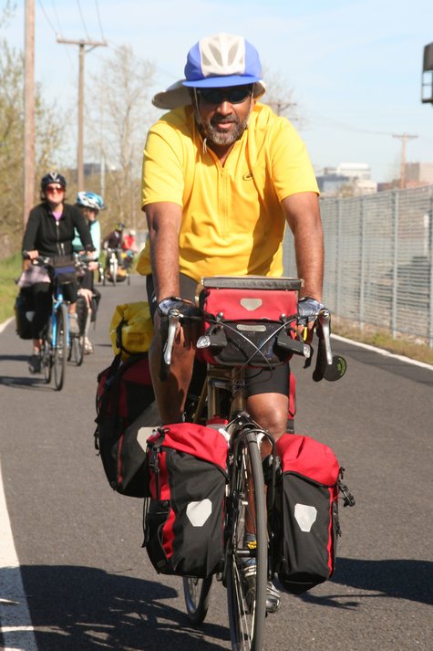 Panniers like the one shown here can help lessen the load on one's back during a bike ride. | Photo courtesy Brad Reber | CC by 2.0