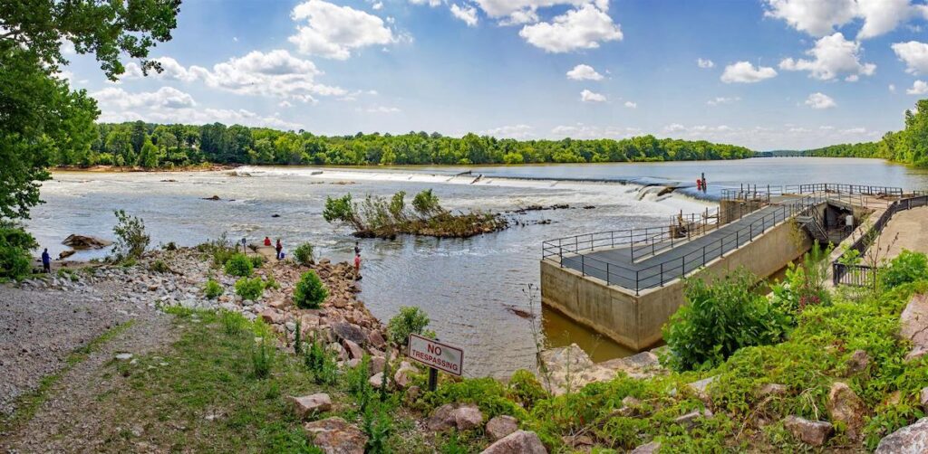 Panoramic of Broad River along the Three Rivers Greenway | Photo by TrailLink user Parkersspace