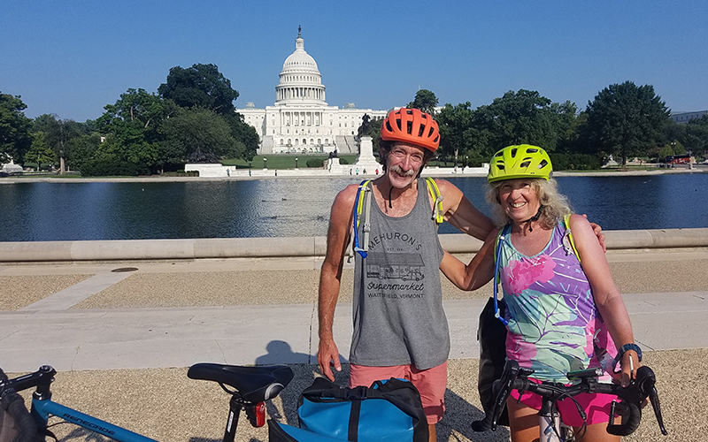 Pat and Shevonne Travers at the Capitol after their cross-country journey on the Great American Rail-Trail. | Photo Courtesy Shevonne and Pat Travers