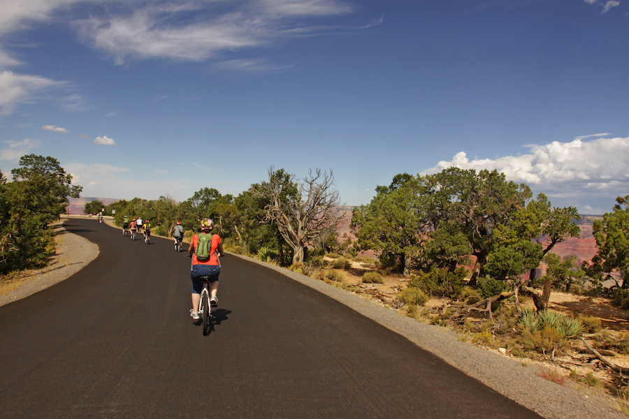 Pedaling along the Grand Canyon Greenway Trail | Photo by Sarah Neal, courtesy Bright Angel Bicycles