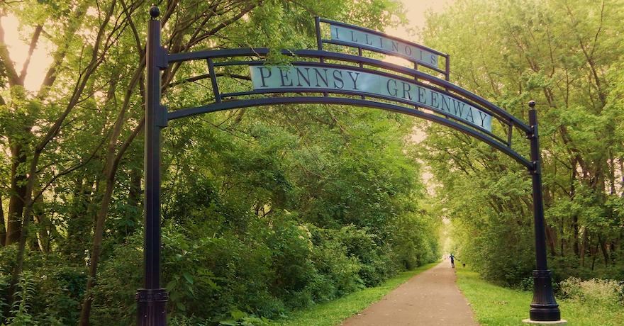 Pennsy Greenway's entrance in Lansing, Illinois | Photo by TrailLink user tommyspan