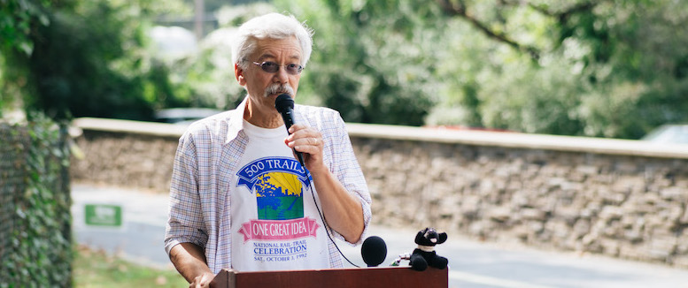 Peter Harnik speaking at 2018 Doppelt Family Rail-Trail Champions Award ceremony | Photo by Hung Tran