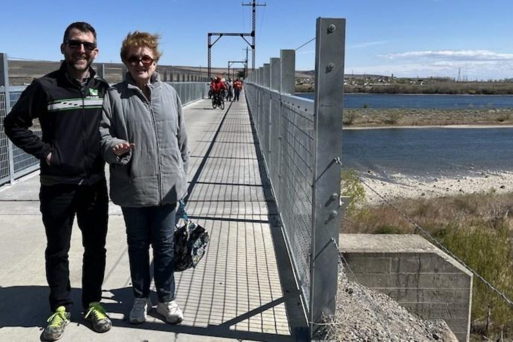 Rails-to-Trails staffers Kevin Belle and Marianne Wesley Fowler at the opening of the Beverly Bridge along the Palouse to Cascades State Park Trail in Washington | Courtesy Kevin Belanger