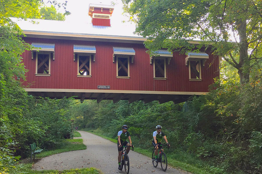 RTC's Jorge Brito and Ryan Chao on the Little Miami Scenic Trail in Ohio during RTC's 2019 Trailblazer Ride | Courtesy RTC