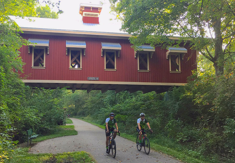 RTC's Jorge Brito and Ryan Chao on the Little Miami Scenic Trail in Ohio during RTC's 2019 Trailblazer Ride | Courtesy RTC