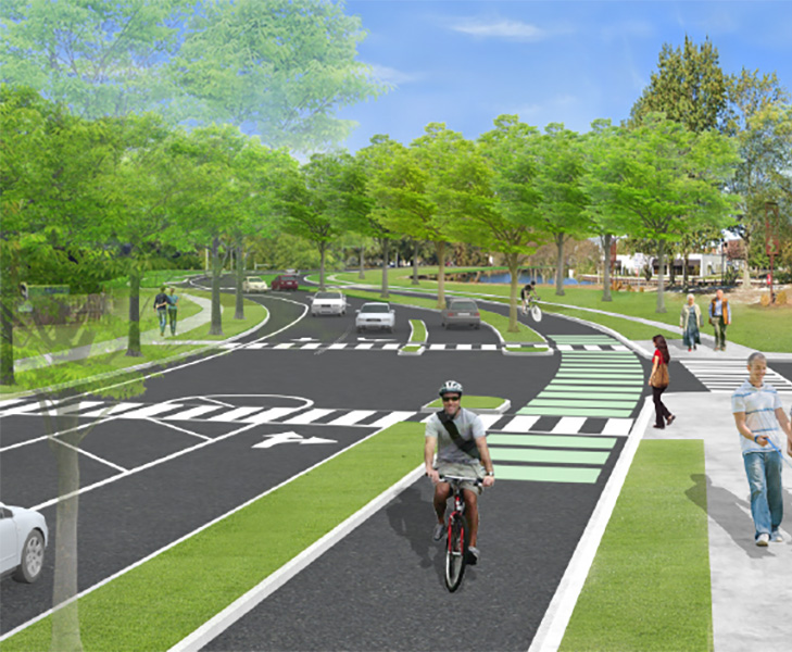 Rendering for Carroll Street Cycletrack Plan | Image courtesy of the Salisbury Vision Zero Initiative FY2022 Annual Report