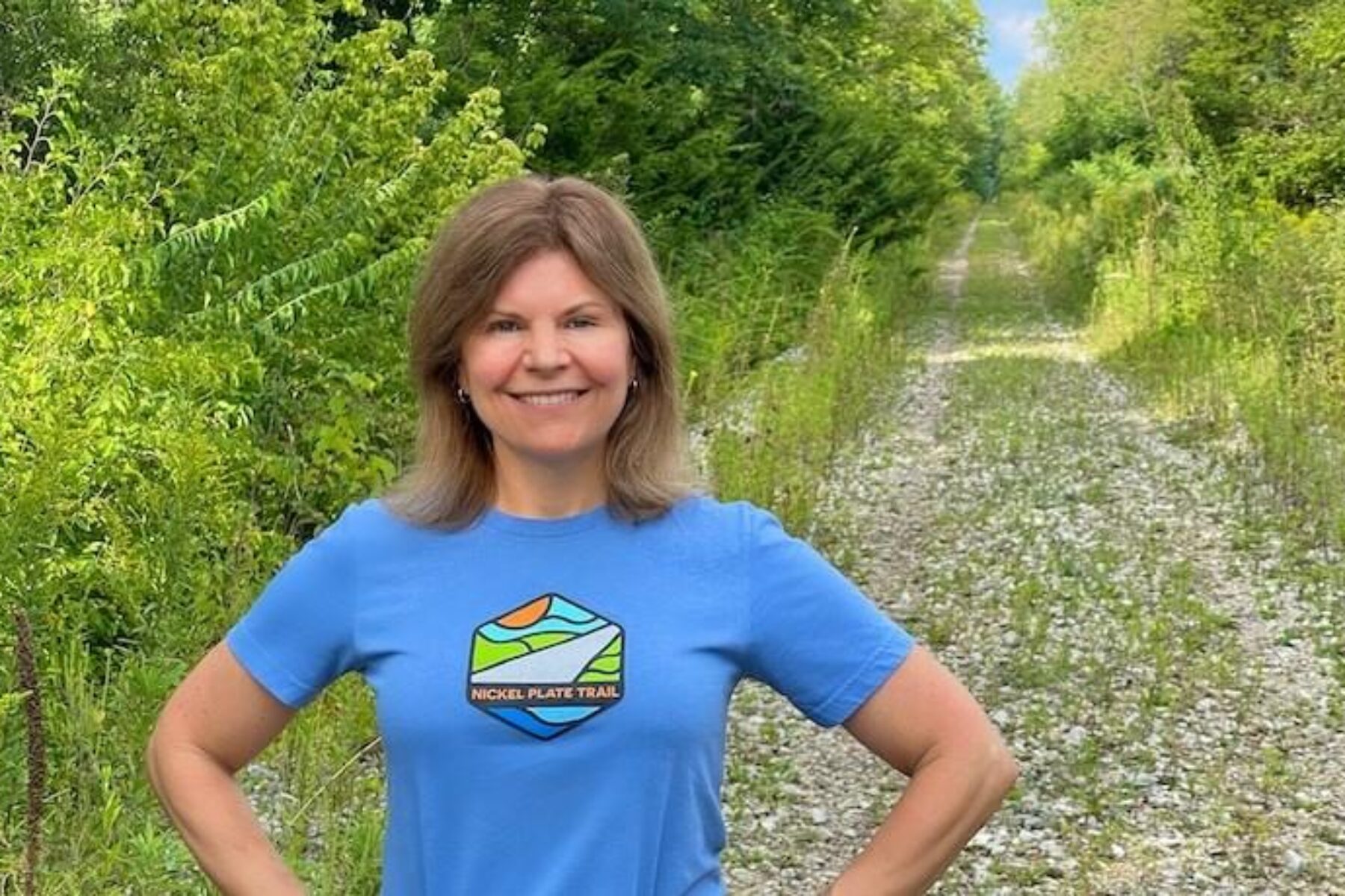 Rep. Carey Hamilton on the Nickel Plate Trail in Indiana in 2022 | Photo courtesy Rep. Carey Hamilton