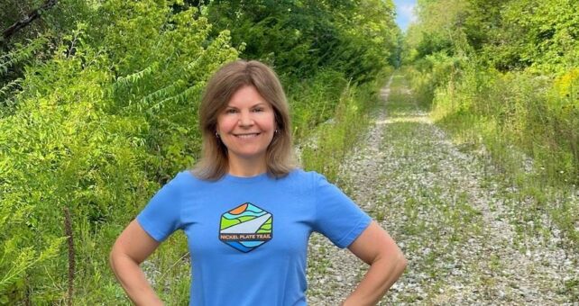 Rep. Carey Hamilton on the Nickel Plate Trail in Indiana in 2022 | Photo courtesy Rep. Carey Hamilton