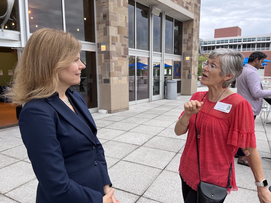 Rep. Hamilton with a constituent | Photo courtesy RTC