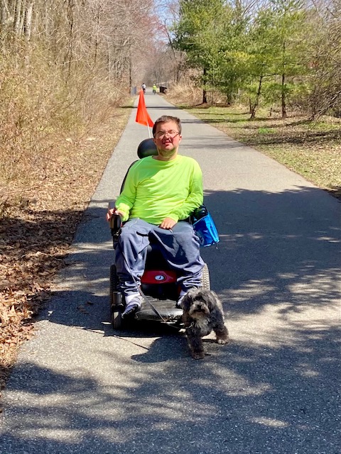 Saul Brownstein and Rufus hiking on the Monroe Township Bike Path in New Jersey | Courtesy Dan Brownstein