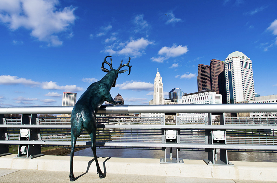 Scioto deer statue along the Scioto Greenway Trail in Ohio | Photo by Tom Ramsey