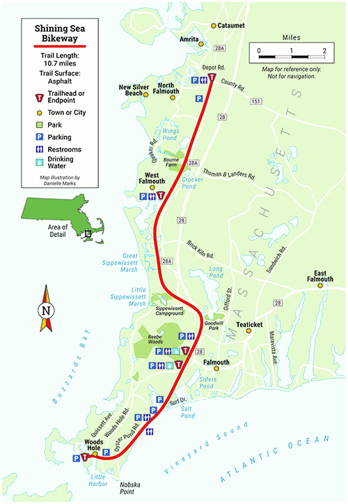 Shining Sea Bikeway Map | Courtesy Rails-to-Trails Conservancy