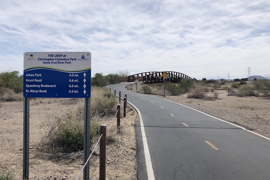 Signage for The Loop along the Santa Cruz River Park Trail | Photo by Cindy Barks