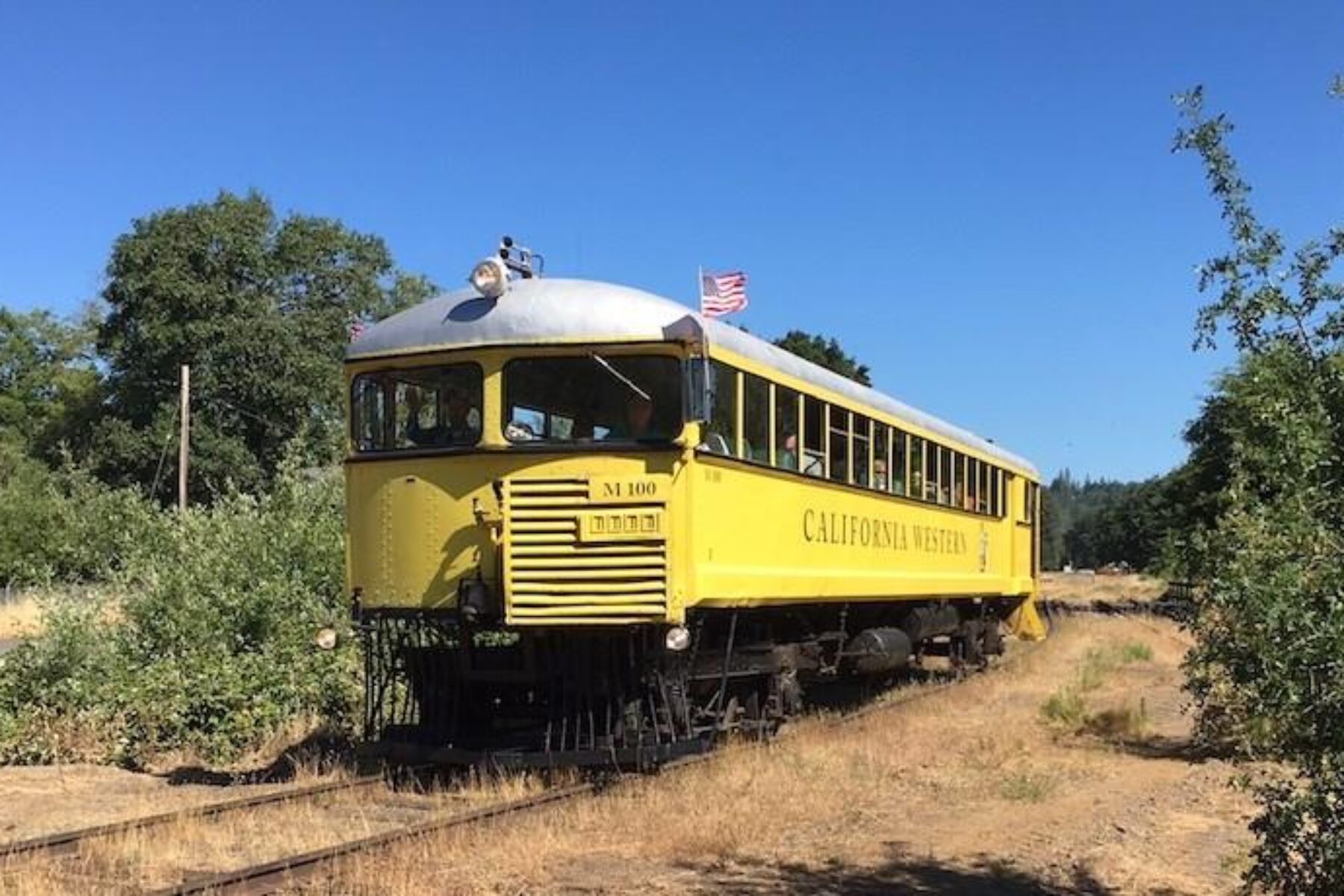 Skunk Train passing on Willits Rail-Trail | Photo by Laura Cohen
