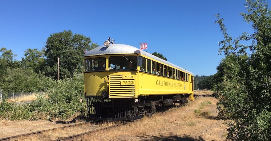 Skunk Train passing on Willits Rail-Trail | Photo by Laura Cohen