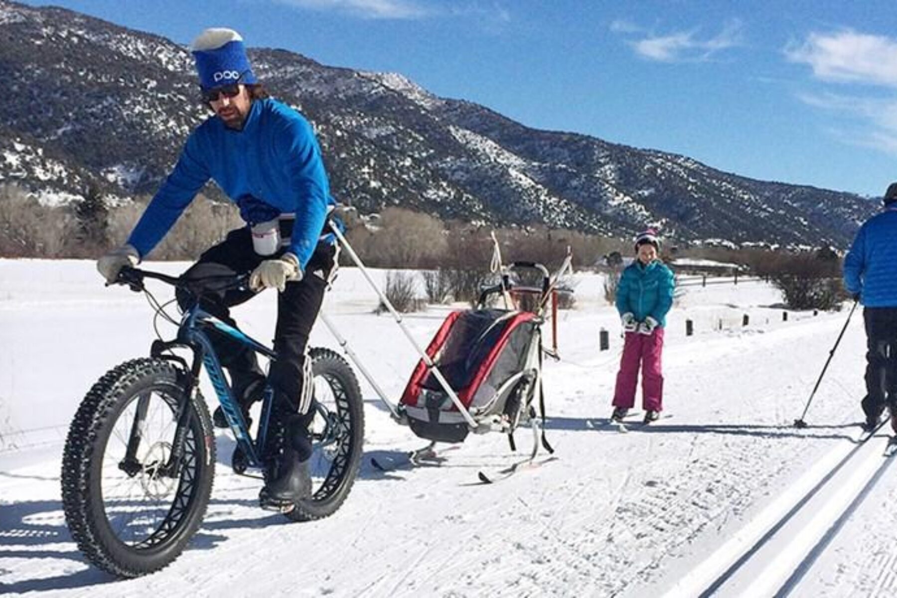 Snow biking and skiing on the Rio Grande Trail near Basalt, Colorado | Photo courtesy Pitkin County Open Space and Trails