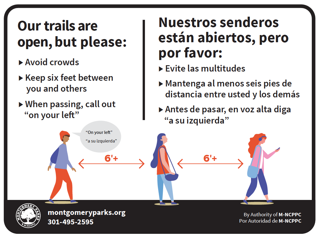 Social Distancing Trail Signage | Courtesy Montgomery Parks