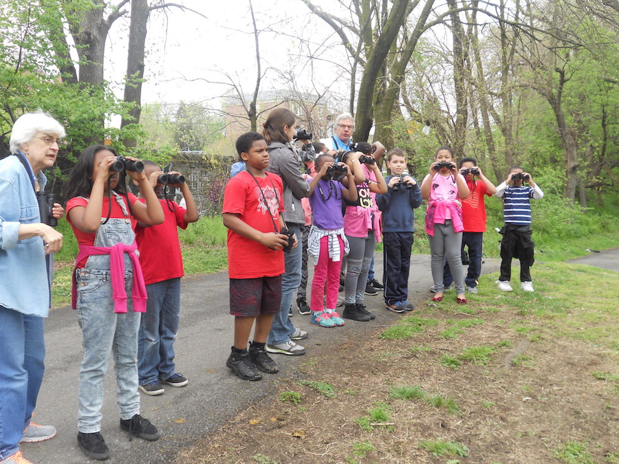 Students exploring nature along the Tacony Creek Trail | Courtesy Olney Christian School