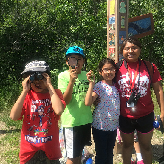 Students exploring the KK River Trail | Photo courtesy Sixteenth Street Community Health Centers