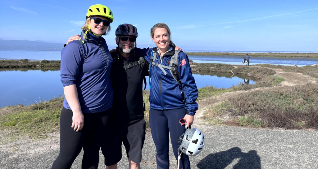 Team RTC's Kayla Walker, Willie Karidis and Brandi Horton on California's Alameda Creek Regional Trail | Photo courtesy RTC
