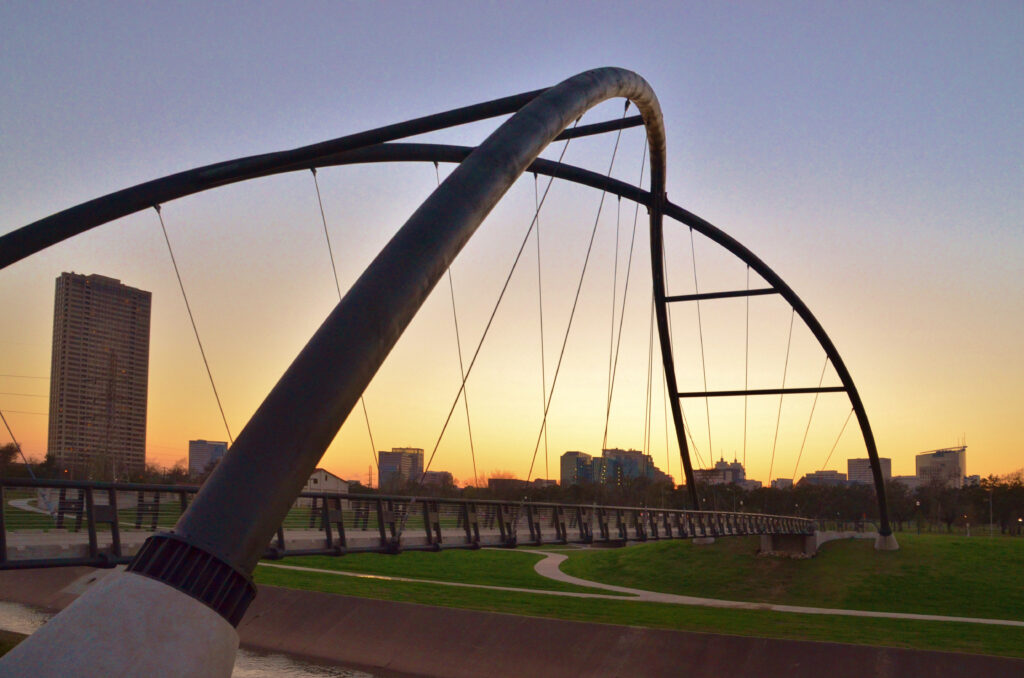 The Bill Coats Bridge is a highlight of the Brays Bayou Greenway Trail. | Copyright Monique Lizarzaburu