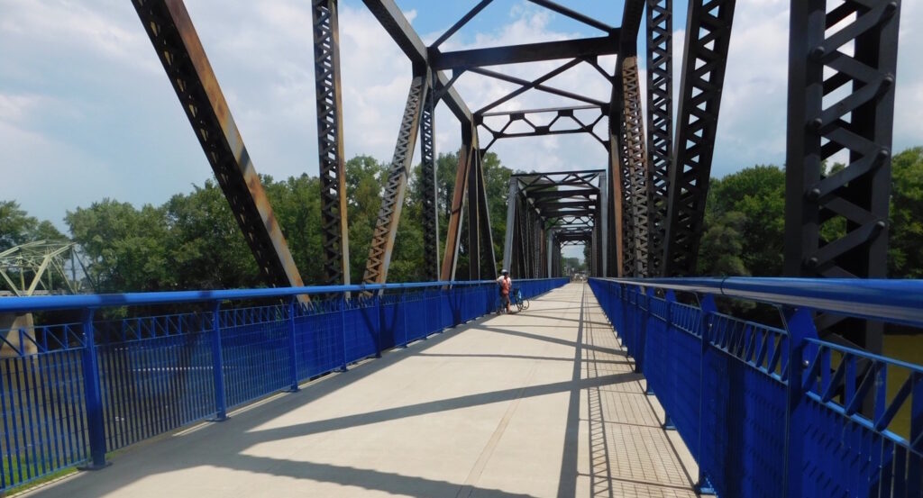 The Nickel Plate Trail has a striking trail bridge over the Wabash River. | Photo by Cindy Dickerson